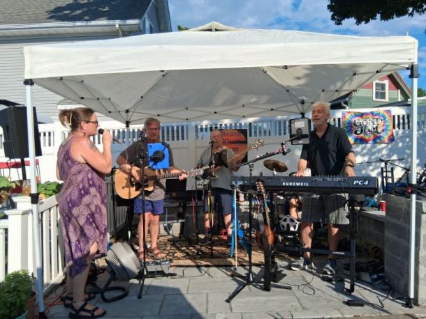 Band performs porch fest