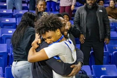 Following the game, tight hugs were had.