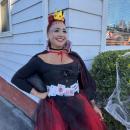 Jennifer Godfrey poses in her Queen of Hearts costume, complete with a collar and belt she made out of playing cards. 