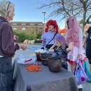 Kids get candy and jewelry. 
