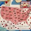 The map that started it all, filled as each state sent a card. Photos source: Jennifer Kerns